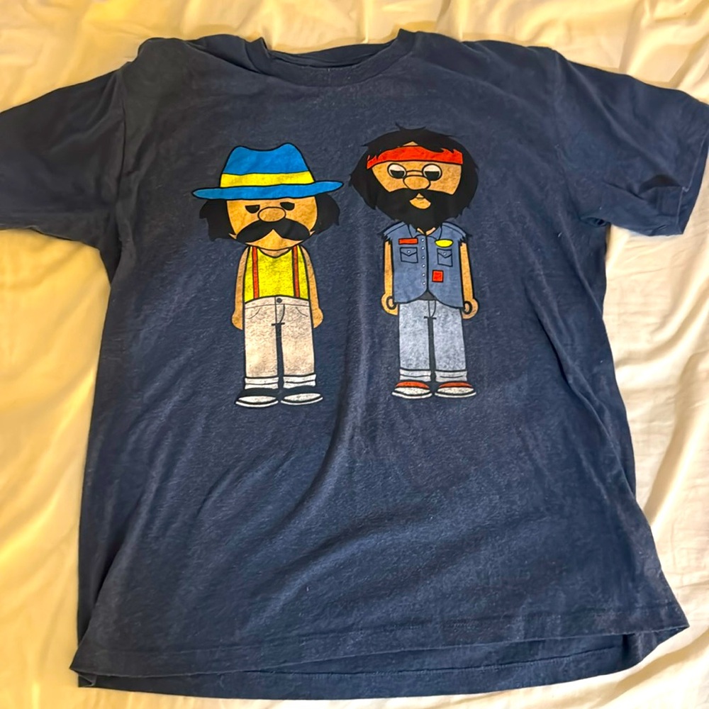 Cheech & Chong T-Shirt Men's Size L 2XL Blue Graphic Movie Retro Smoke